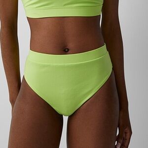 Neon lime green high rise bikini swimsuit bottom NWT
